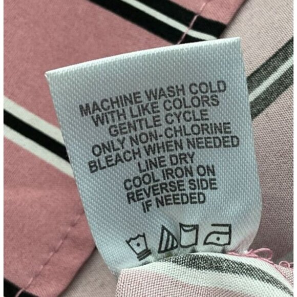 Adrienne Vittadini 3/4 Tab Sleeve V-Neck Pink Striped Pullover Zip Pockets LG - Picture 9 of 10